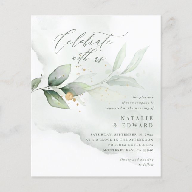 casamento verde do Watercolor eucalyptus (Frente)