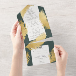 Casamento Verde Dourado Tropical Escuro de Palm Mo