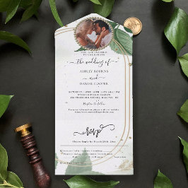 Casamento Verde Dourado, Tudo Em Um Convite