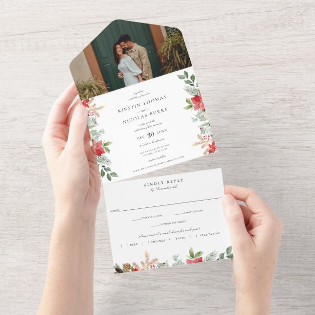 Casamento Verde Floral Botânico De Inverno (Aba destacável)