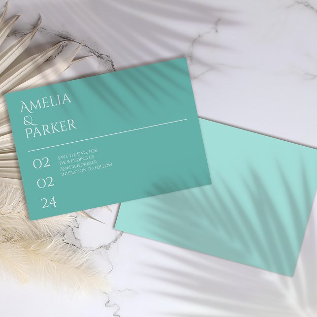 Casamento Verde Minimalista guarde o cartão de dat (Criador carregado)