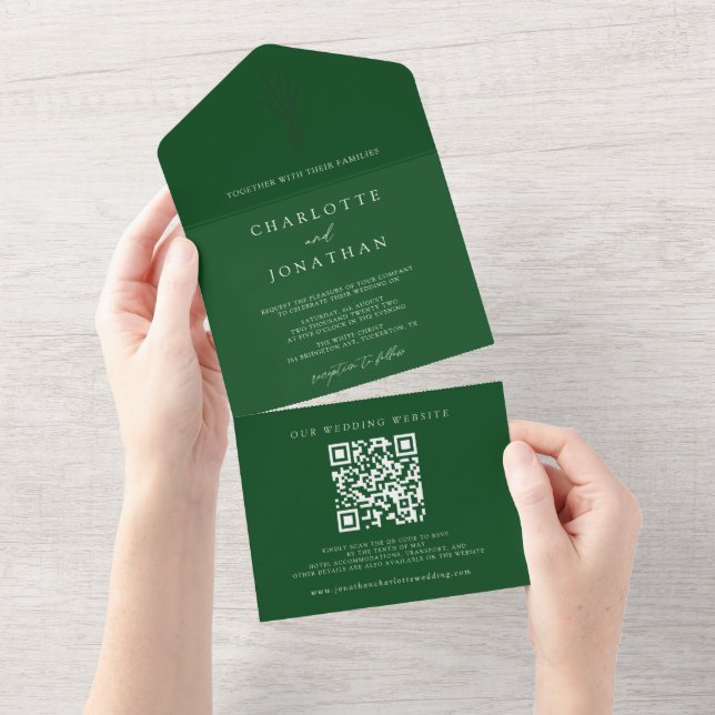 Casamento Verde Mínimo de Elegância Botânica Emera (Aba destacável)