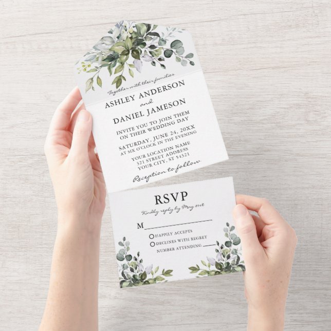 Casamento Verde Moderno Elegante (Aba destacável)