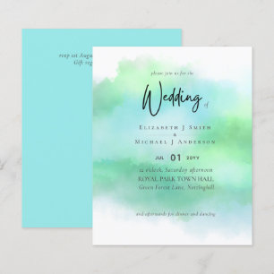 Casamento Verde Moderno Simples Aqua Azul Fade Azu