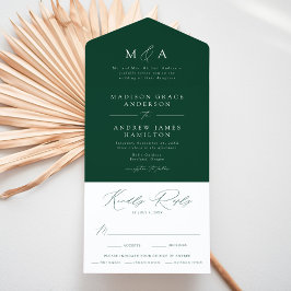 Casamento Verde Monograma Elegante Moderno