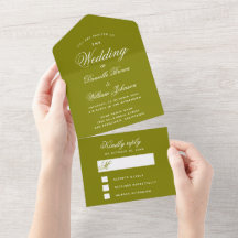 Casamento Verde Oliva Elegante Caligrafia RSVP