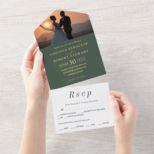 Casamento Verde Real Minimalista Elegante (Aba destacável)