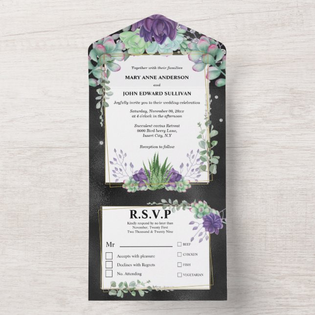 Casamento verde roxo de cacto eucalipto verde (Inside)