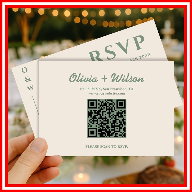 Casamento Verde Salvia | RSVP Código QR (Criador carregado)