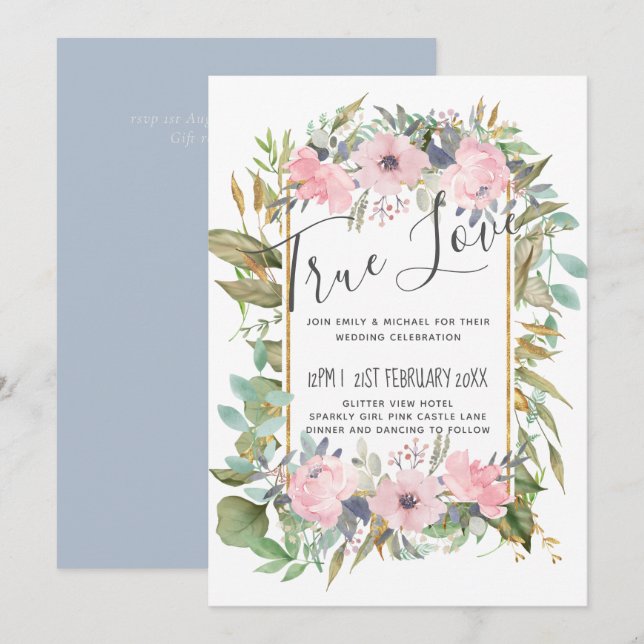 Casamento verde-senso-verdejante cor-de-rosa (Frente/Verso)