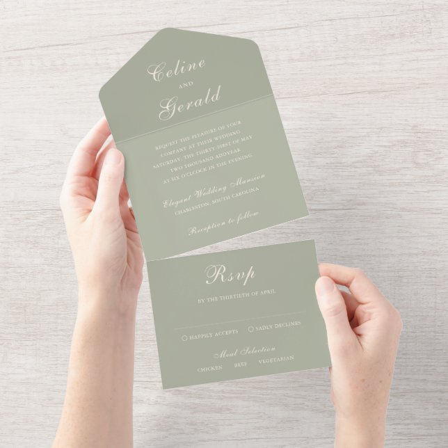 Casamento Verde Suave Clássico Elegante (Aba destacável)