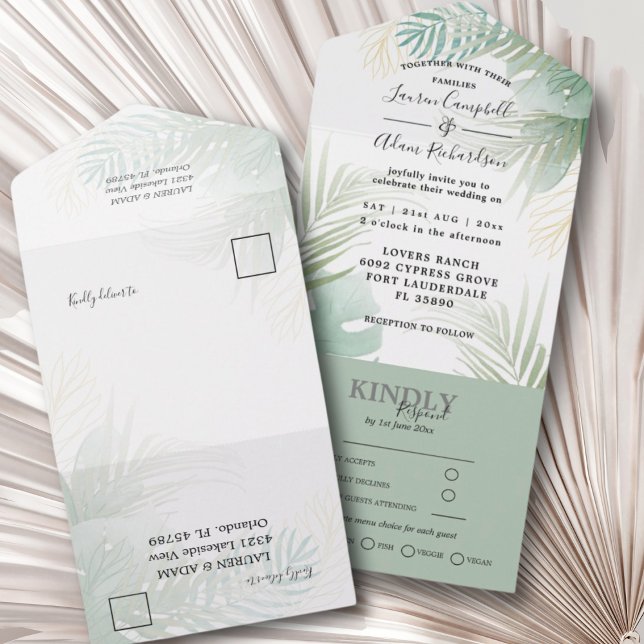 Casamento Verde Tropical Palm Monstera (Criador carregado)