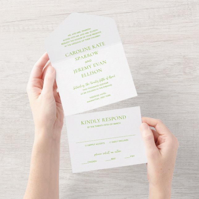 Casamento Verde Vibrante Limpo e Elegante (Aba destacável)