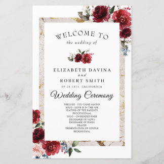 Casamento Vermelho Floral Elegante Russo Branco