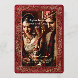 Casamento Vermelho Indiano - Cartões de agradecime
