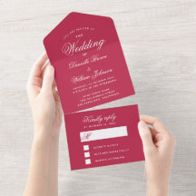Casamento Vermelho Magenta Simples Elegante Script