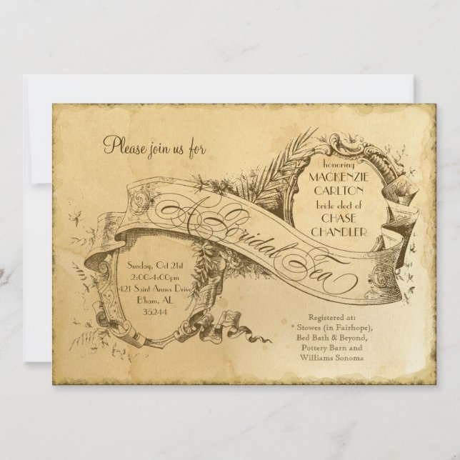 Casamento vintage 1 do Tea Sached - Convite (Frente)