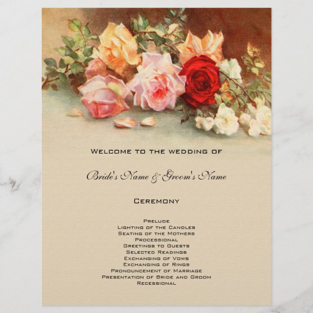 Casamento vintage, Antigos Rosas Flores De Vida Co (Frente)