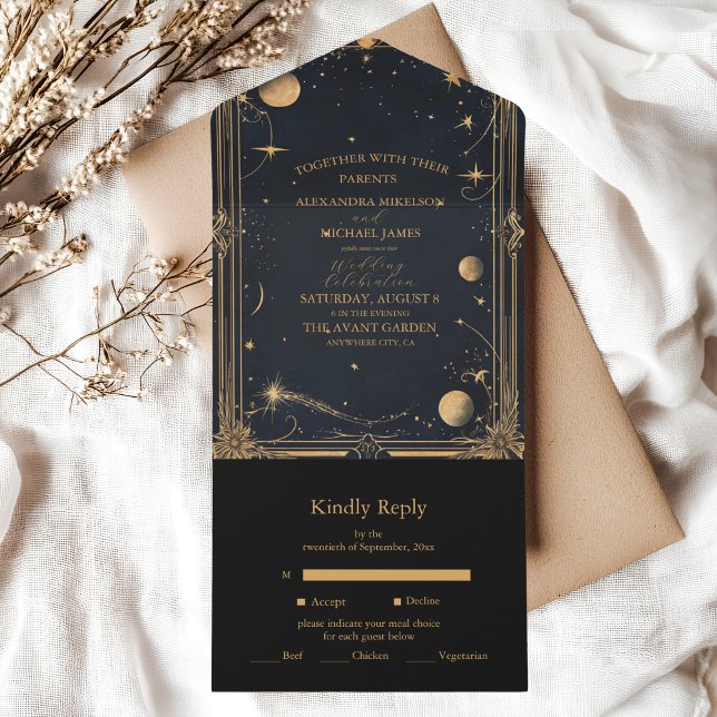 Casamento Vintage Celestial Lua Estrelas (Criador carregado)