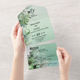 Casamento vintage de água verde de inverno