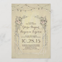 casamento vintage de convite com luzes de cadeia