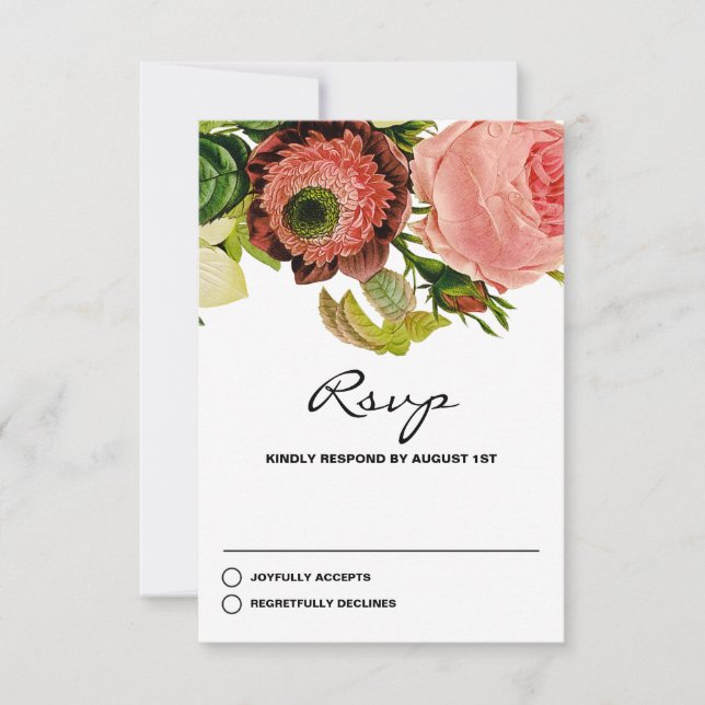 Casamento vintage de Flores Botânicas RSVP (Frente)