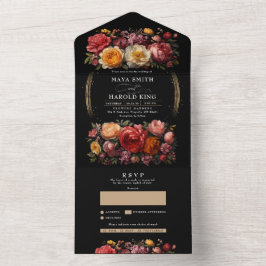 Casamento vintage Floral Botânico Preto