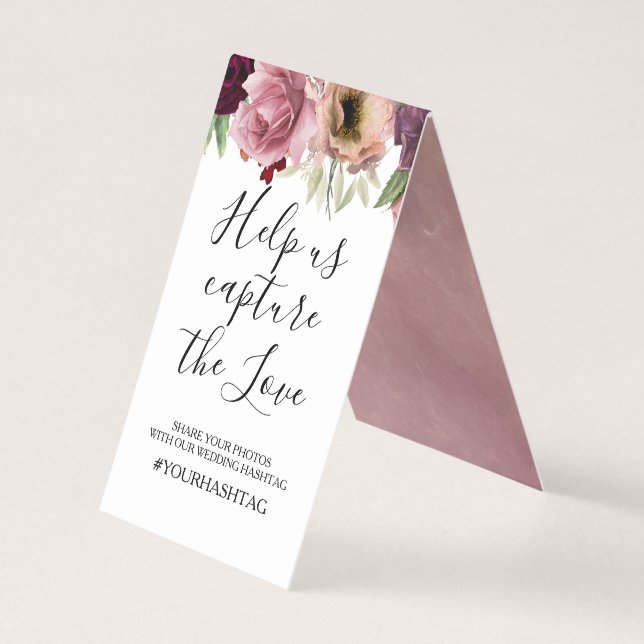 Casamento vintage Floral Fotografias Hashtag (Frente)