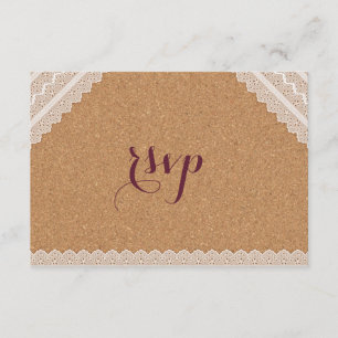 Casamento Vintage Lace Wine Cork RSVP