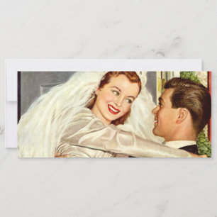 Casamento vintage Newlyweds, noiva feliz e noiva