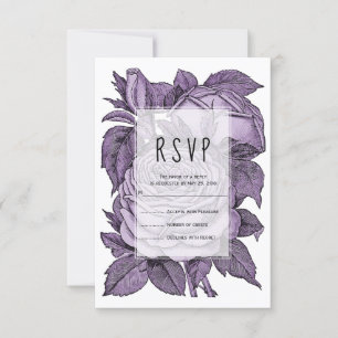Casamento vintage RSVP floral dos rosas da violeta