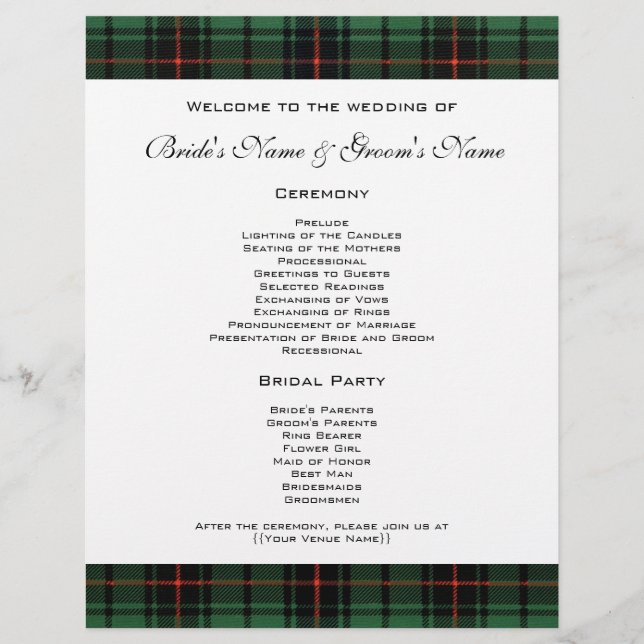 Casamento vintage, Tartan Davidson Padrão Moderno (Frente)