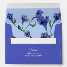 Casamento Violet Blue Floral Watercolor