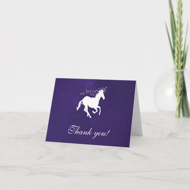 Casamento Violet Unicorn Obrigado Cartões (Frente)