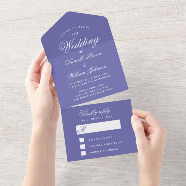 Casamento Violeta Caligrafia Elegante RSVP (Aba destacável)