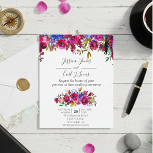 Casamento Watercolor Bright Floral Jewel Tone Red