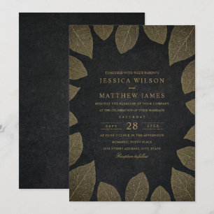 Casamentos outono Convites à Dourada Folha Elegan