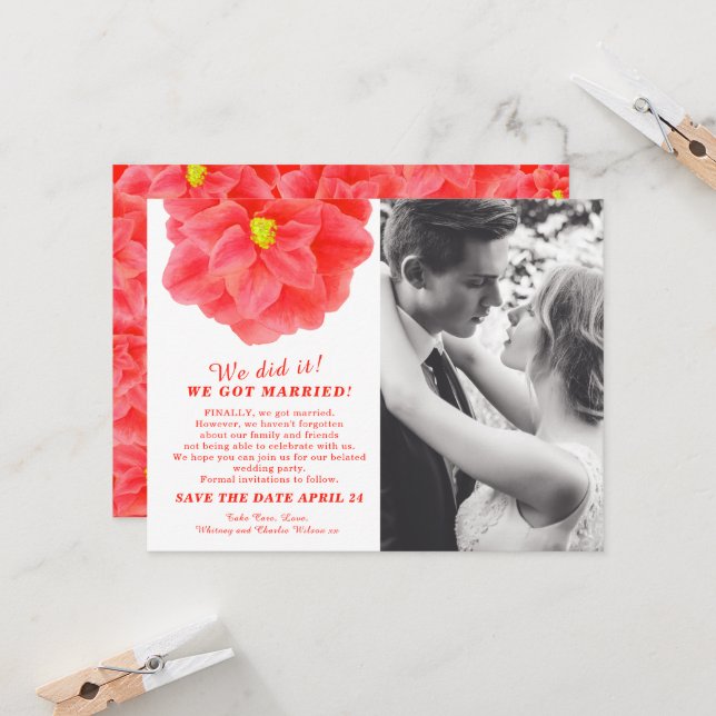 Casamos com Camellia Red festa de casamento (Frente/Verso In Situ)