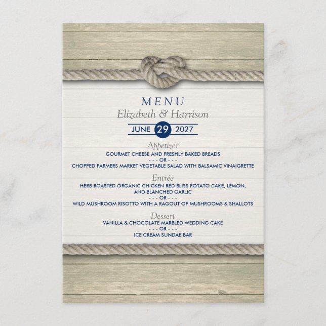 Casando Rustic Beach Wedding Menu (Frente)