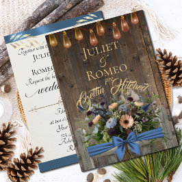 Casando-se com Flores Silvestres e Fita - Azul