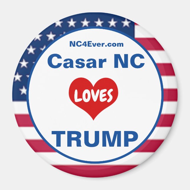Casar NC LOVES TRUMP Imã de geladeira Patriótica (Frente)