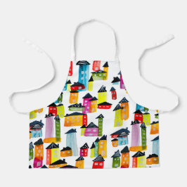 Casas brancas de aquarela branca