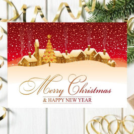 Casas com Cartão de Natal de Neve
