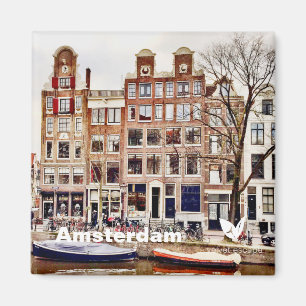 Casas de Amsterdã - imã de geladeira por Velvet 