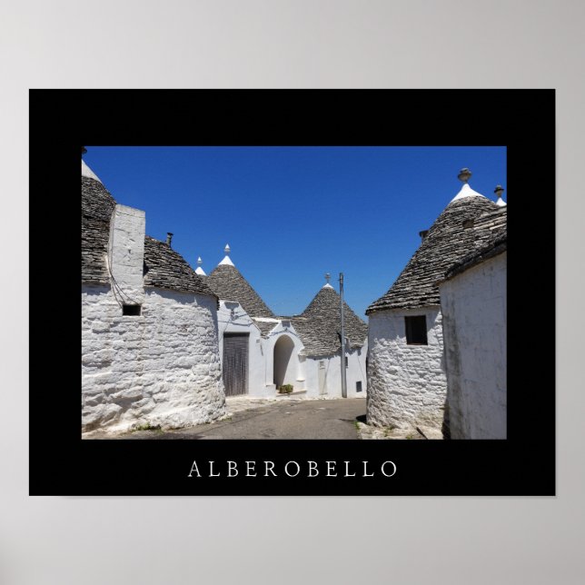 Casas de Trulli em Alberobello, Puglia poster negr (Frente)