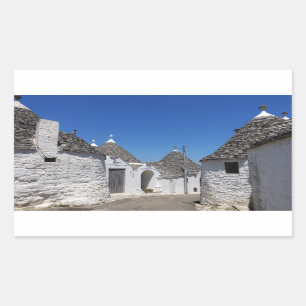 Casas de Trulli na etiqueta retangular de