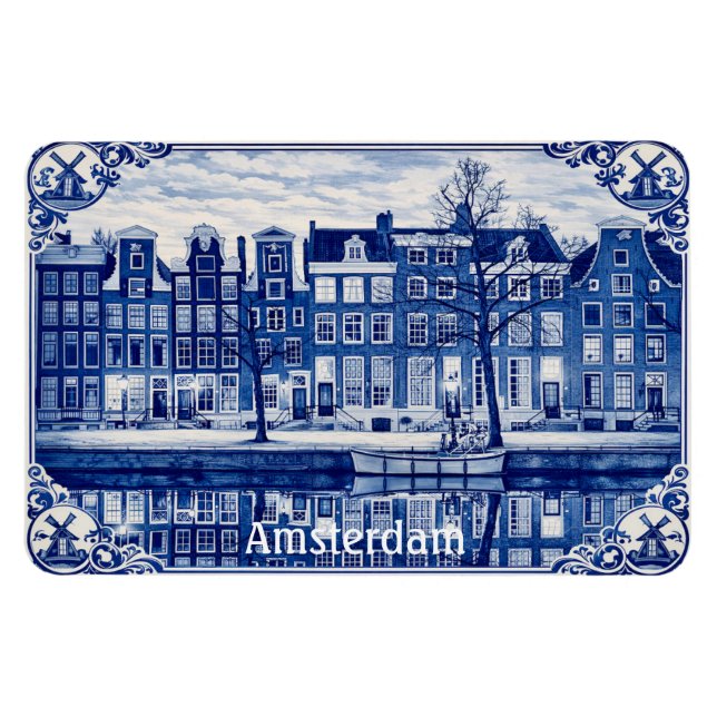 casas do canal de Amsterdã ímã (Horizontal)