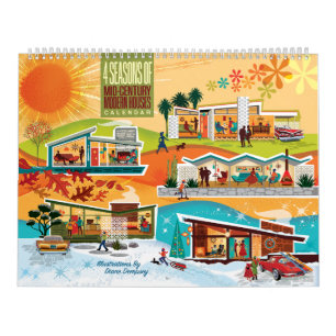 Casas Modernas de Meados do Século Calendário - Gr