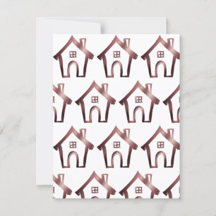 Casas Pequenas que Mudamos Cartão Rosa Dourado e B