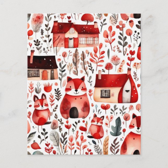 Casas vermelhas e casas fofas Folha de Papel (Frente)